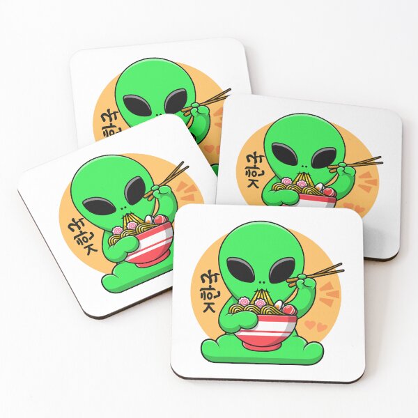 Item preview, Cute Alien Eating Ramen Kawaii Halloween Design designed and sold by RK-Artist.