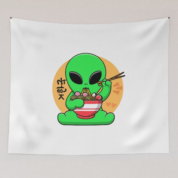 Item preview, Cute Alien Eating Ramen Kawaii Halloween Design designed and sold by RK-Artist.