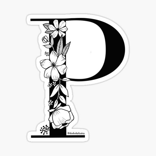 Zyadsinoudor Initial Letter P Stickers 50 Pcs Monogram Floral Wreath Vinyl  Decal Last Name Family Name Waterproof Round Labels Stickers for Water