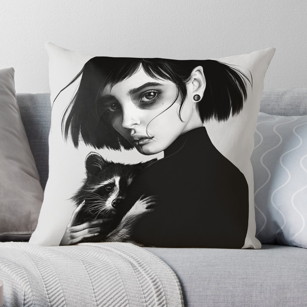 Benjamin Wadsworth Black & White Painting Throw Pillow by