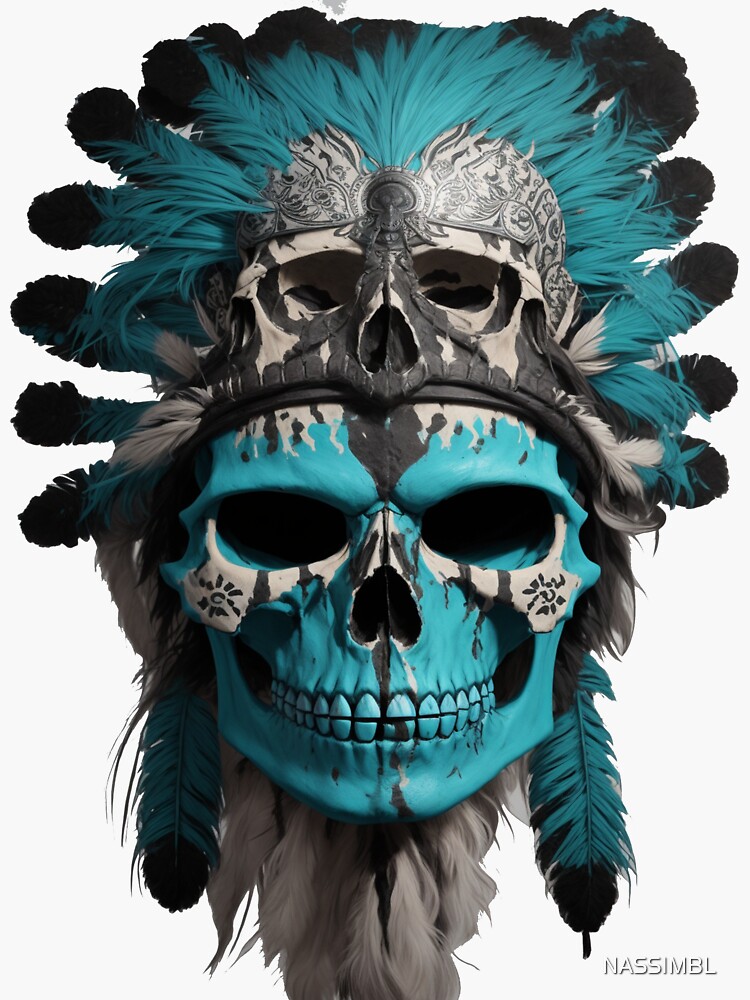 Vintage Indian warrior skull Sticker