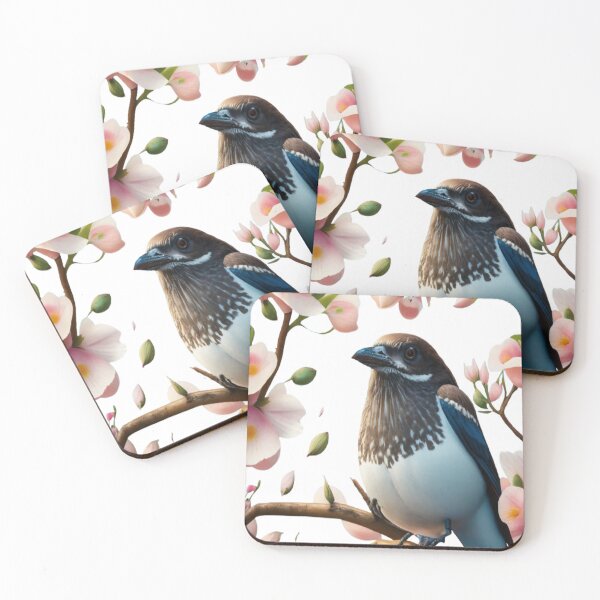 Item preview, Butcherbird Bird with Roses Flowering Pink Color designed and sold by SHOPILIE.