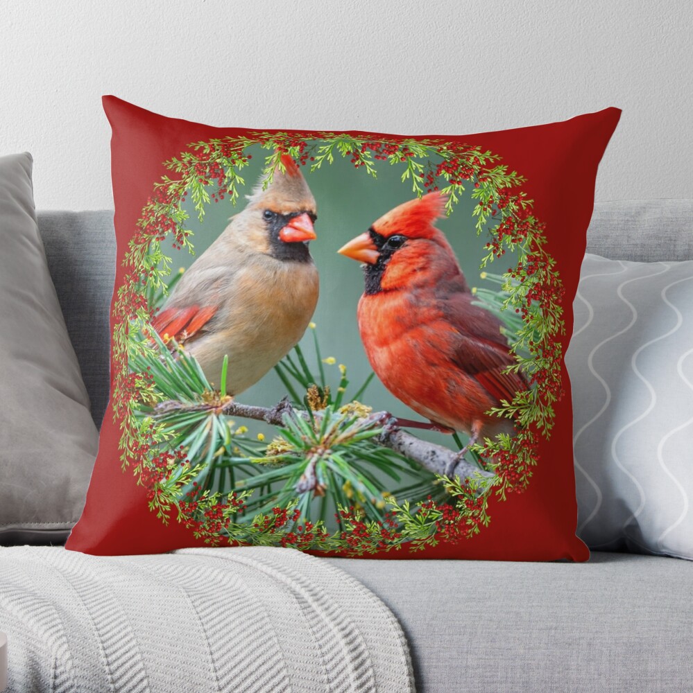 Cardinal christmas pillows sale