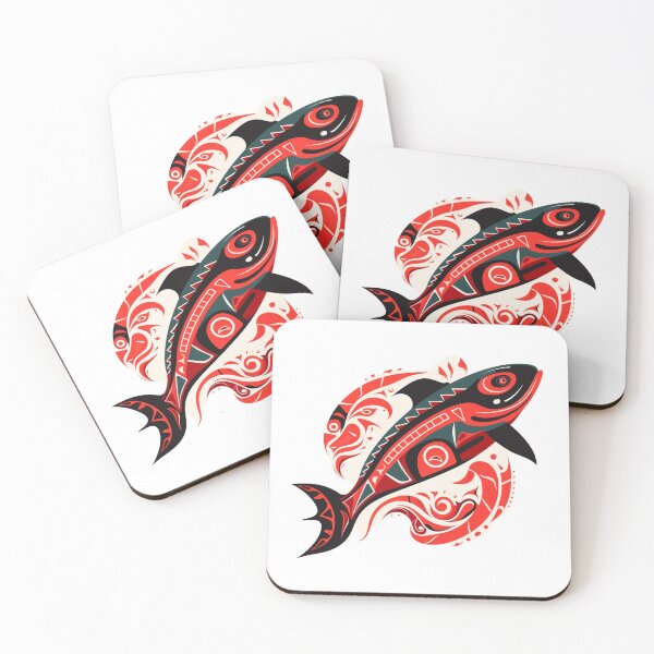 Item preview, Red and Black Indigenous Orca in the Sea designed and sold by liana campbell.