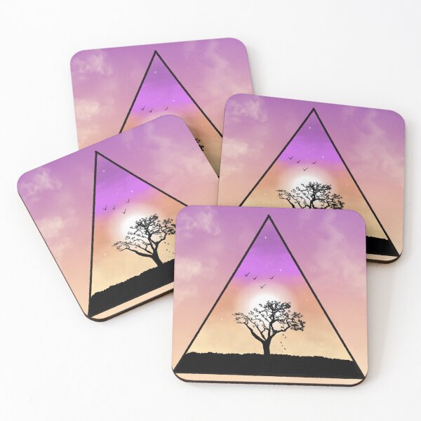 Item preview, Sunset landscape, tree, triangular pyramid designed and sold by Gemaart.