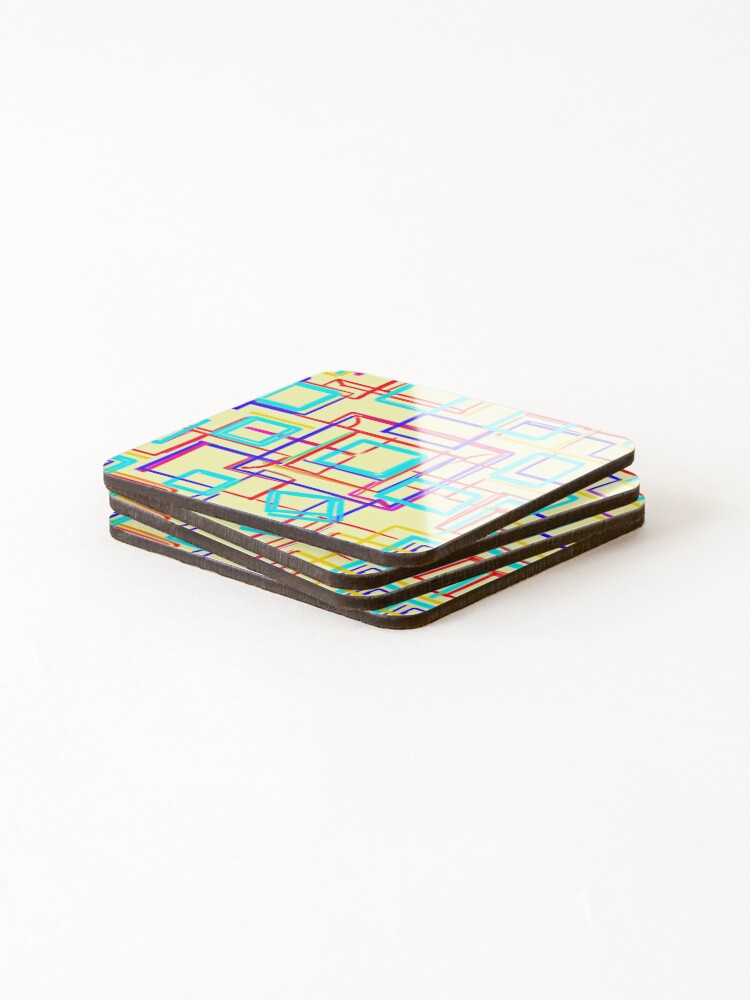 Thumbnail 4 of 5, Coasters (Set of 4), Vivid Color Abstract Pattern designed and sold by Unique-Design-4.