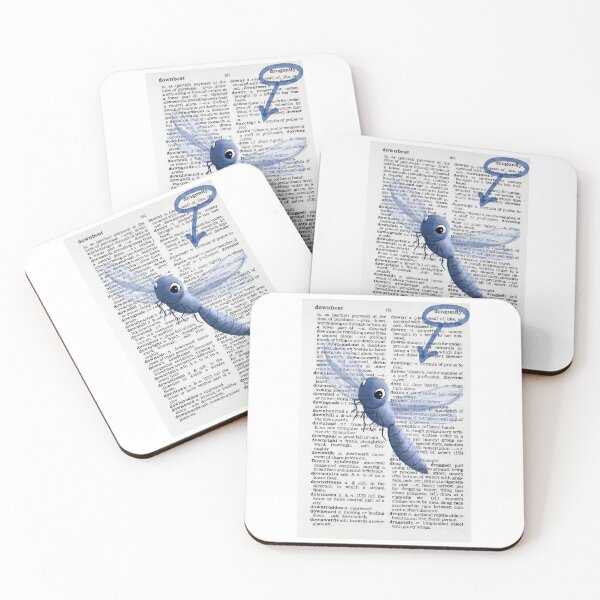 Item preview, Cute dragonfly on a dictionary page painting designed and sold by Funsize-Art.