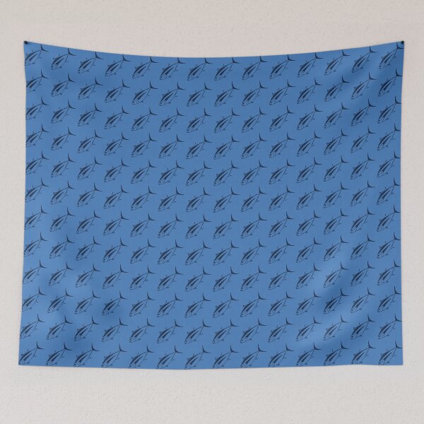 Item preview, Cute Albacore Fish in Marine Blue on Aegean Blue designed and sold by fruttidimare.