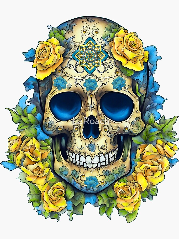 Jigsaw Puzzle SKULLS&FLOWERS BLUE SIGNAL