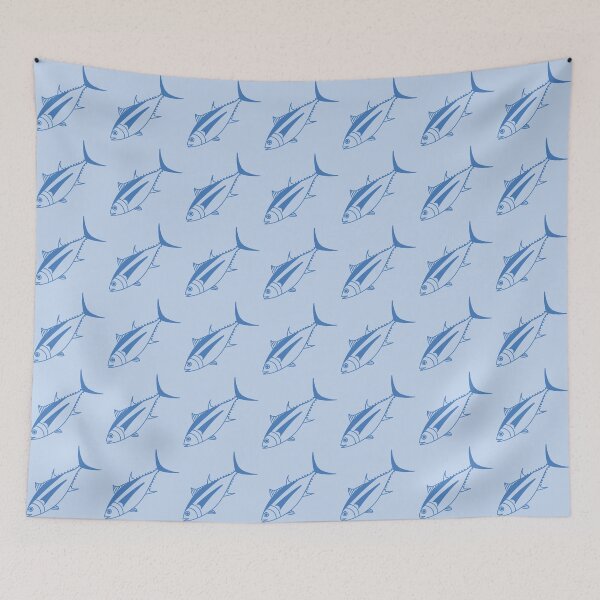 Item preview, Cute Albacore Fish in Aegean Blue on Light Blue designed and sold by fruttidimare.