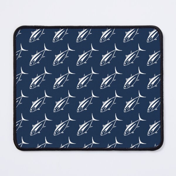 Item preview, Cute Albacore Fish in White on Marine Blue designed and sold by fruttidimare.