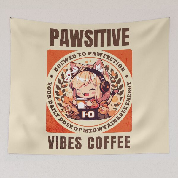 Item preview, Pawsitive Vibes Coffee designed and sold by Chibi Cat Art Corner.