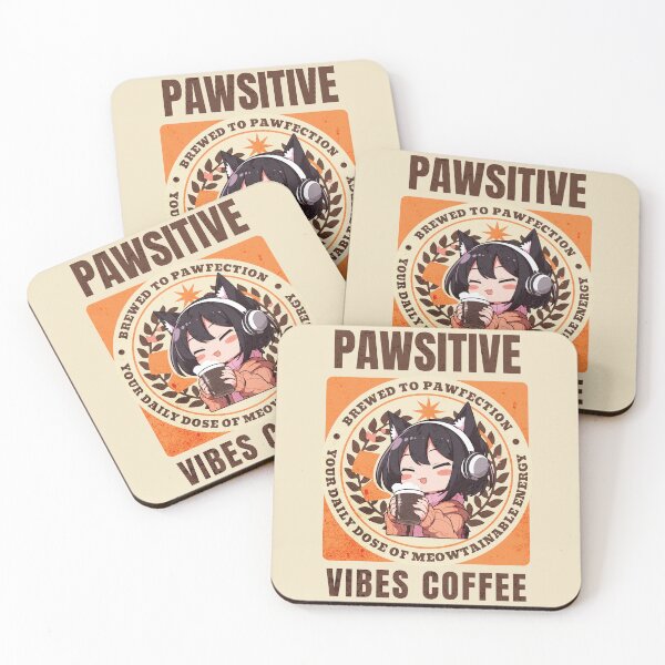 Artikelvorschau, Pawsitive Vibes Kaffee 2 entworfen und verkauft von Chibi Cat Art Corner.