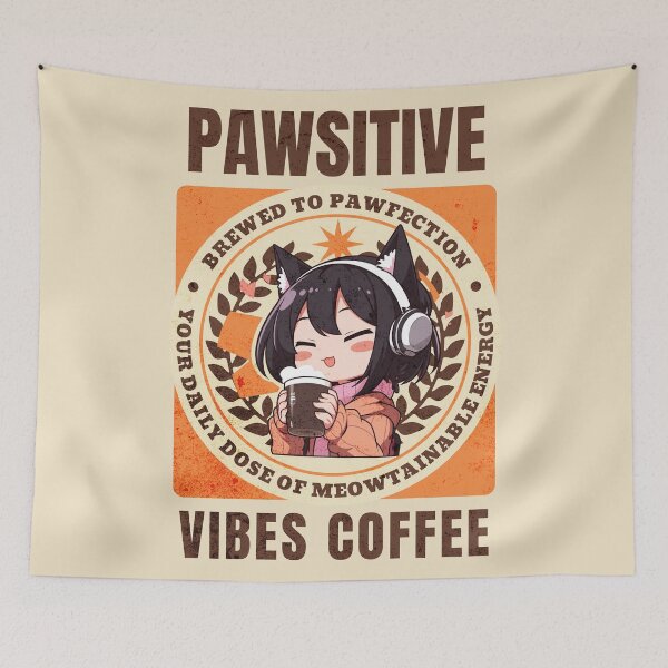 Item preview, Pawsitive Vibes Coffee 2 designed and sold by Chibi Cat Art Corner.