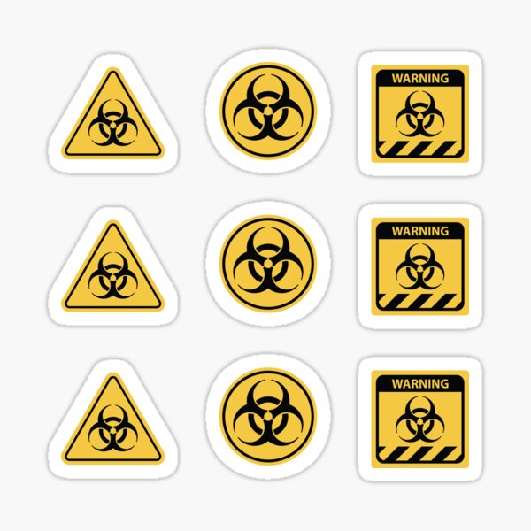 Set sign biohazard toxicity dangerous yellow signs