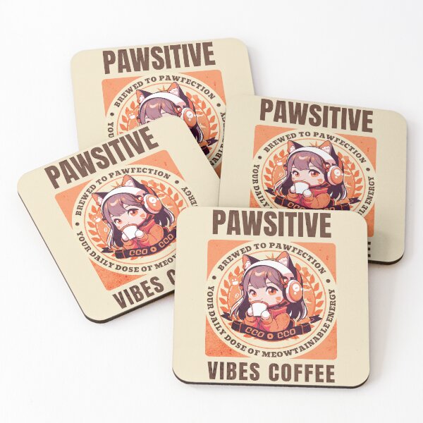 Artikelvorschau, Pawsitive Vibes Kaffee 3 entworfen und verkauft von Chibi Cat Art Corner.