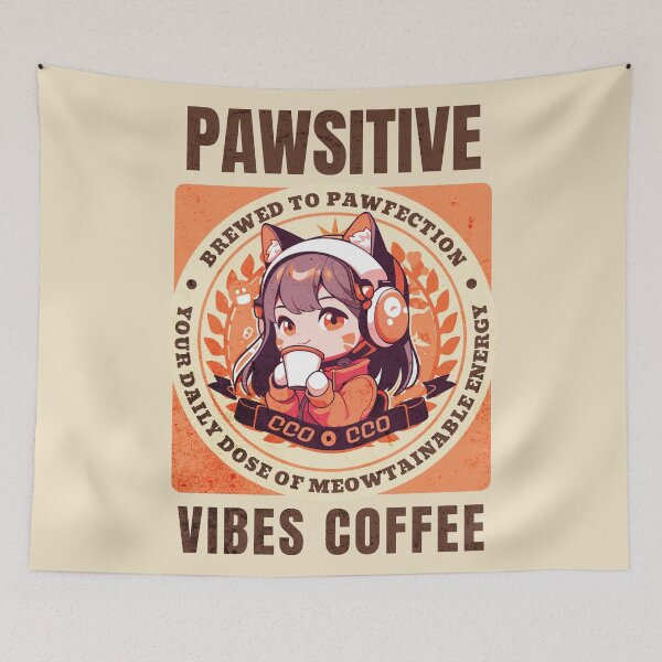 Item preview, Pawsitive Vibes Coffee 3 designed and sold by Chibi Cat Art Corner.