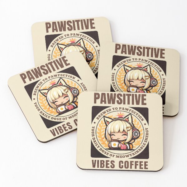 Artikelvorschau, Pawsitive Vibes Kaffee 4 entworfen und verkauft von Chibi Cat Art Corner.