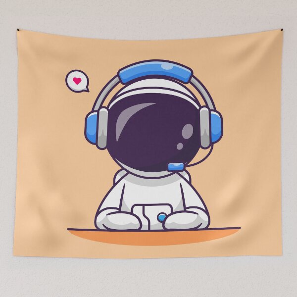 Item preview, Cosmic DJ: Cute Astronaut Rocking Headphones in Cartoon Vector Icon designed and sold by hjian8219.