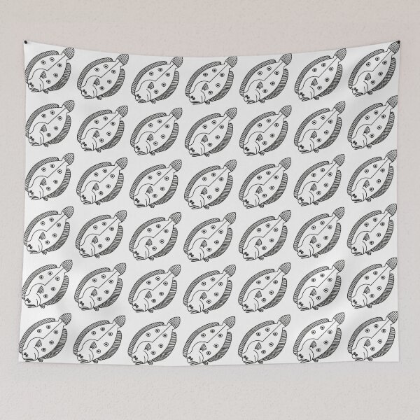 Item preview, Fun Flounder Fish in Black and White  designed and sold by fruttidimare.