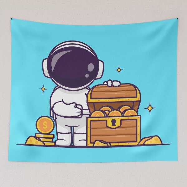 Item preview, Cosmic Treasure Hunt: Cute Astronaut with Gold Coin in Cartoon Vector Icon designed and sold by hjian8219.