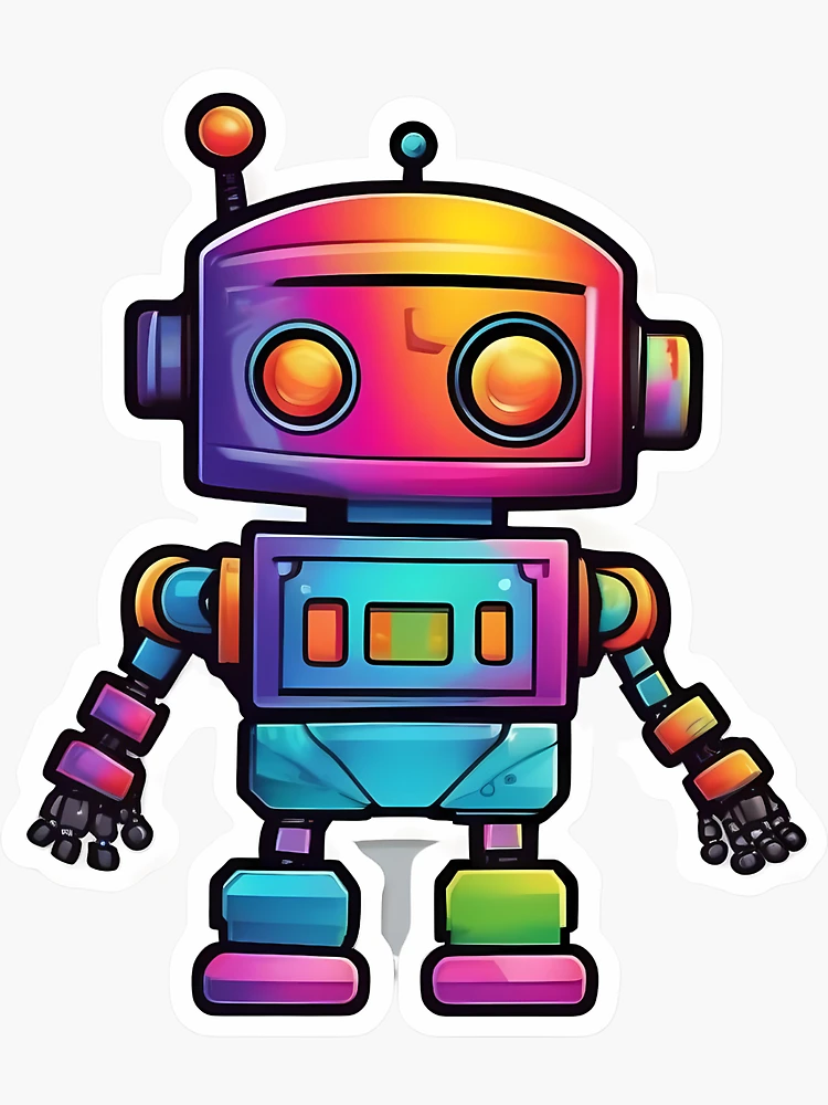 Cute Robot, Silly Robot, Funny Robot, Purple Robot - Cute Robot - Sticker