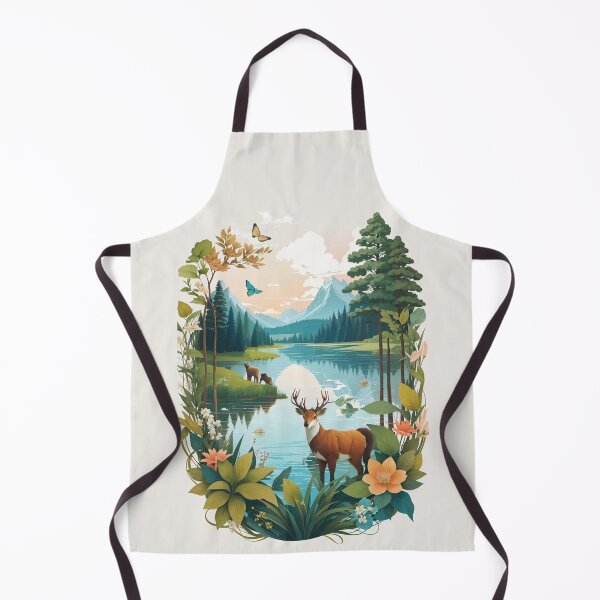 Item preview, River with moose, trees, mountain and flowers T-shirt designed and sold by DigitalEmporio.