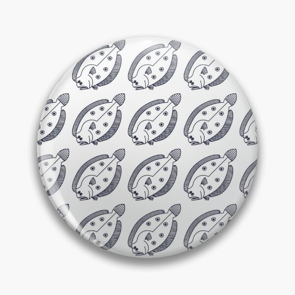Item preview, Fun Flounder Fish in Deepest Blue and White  designed and sold by fruttidimare.