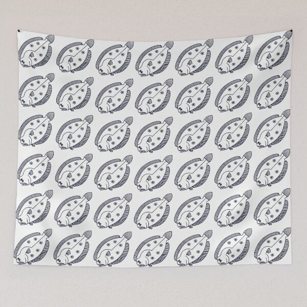 Item preview, Fun Flounder Fish in Deepest Blue and White  designed and sold by fruttidimare.