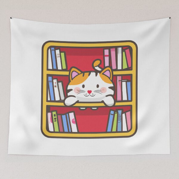 Item preview, Bookish Cat Aesthetic - Cat On A Bookshelf designed and sold by Wiss2Arts.