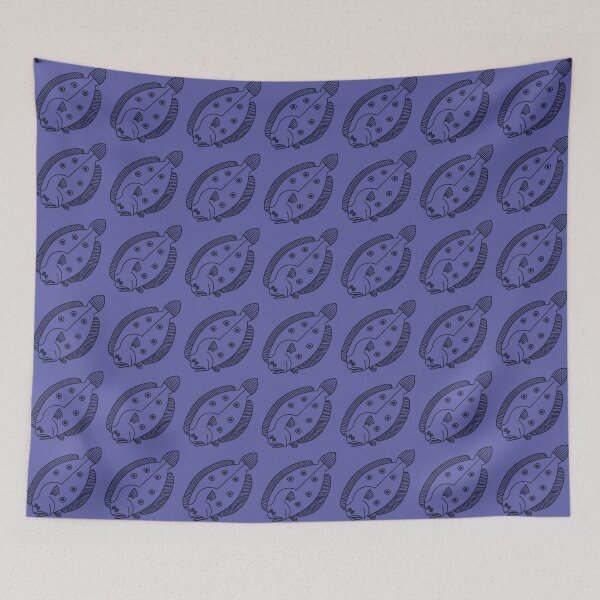 Item preview, Fun Flounder Fish in Deepest Blue on Very Peri Purple designed and sold by fruttidimare.