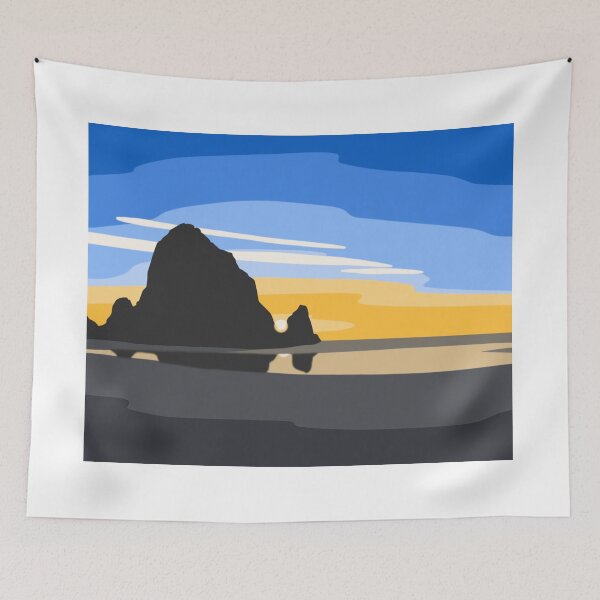 Item preview, Sunset at Haystack Rock designed and sold by ToonyPineapple.