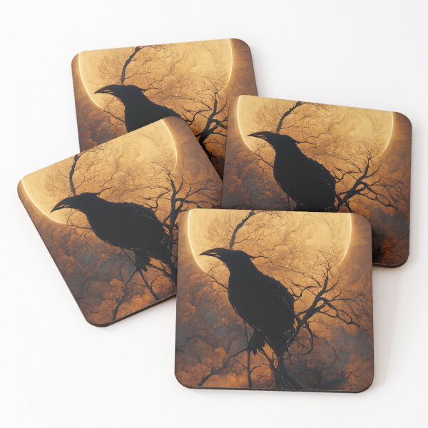 Item preview, The Raven on a Bare Tree Branch in Front of the Moon designed and sold by Lucid Imagined.