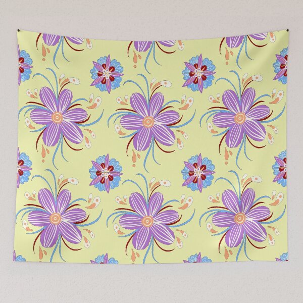 Item preview, Purple Flower Pattern - Yellow designed and sold by Timeknights.