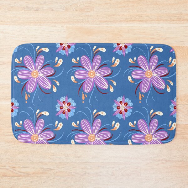 Item preview, Purple Flower Pattern - Dark Blue designed and sold by Timeknights.