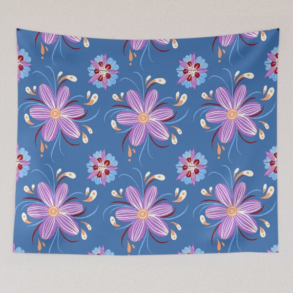 Item preview, Purple Flower Pattern - Dark Blue designed and sold by Timeknights.