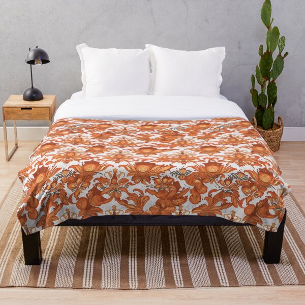 Item preview, Seamless pattern with lilies in orange tones, Thai pattern style. designed and sold by dekdoi.