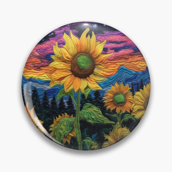 Item preview, Quilt Look Sunflower Starry Night Sky designed and sold by Milqueya (Kayla) Vargas.