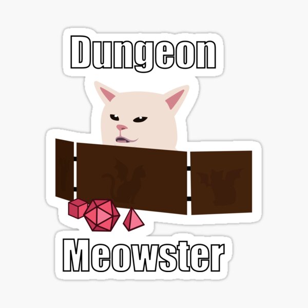 Aperçu de l'œuvre Chat confus à la table DnD | Meme de chat Donjon Meowster créée et vendue par Cute N' Nerdy Shop.