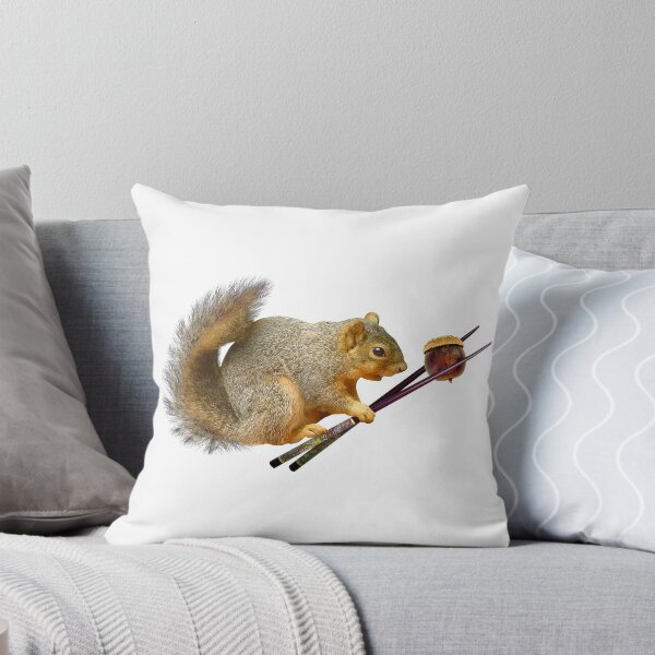 Item preview, Squirrel with Acorn in Chopsticks designed and sold by catsclips.