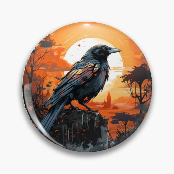 Item preview, Adventure Awaits: Vintage Black Crow & Amber Sunset T-Shirt Design designed and sold by anyBooks-Studio.