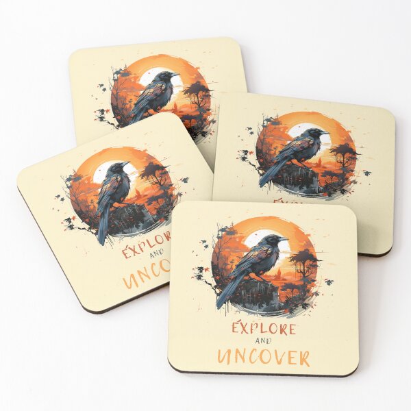 Item preview, Adventure Awaits: Vintage Black Crow & Amber Sunset T-Shirt Design designed and sold by anyBooks-Studio.