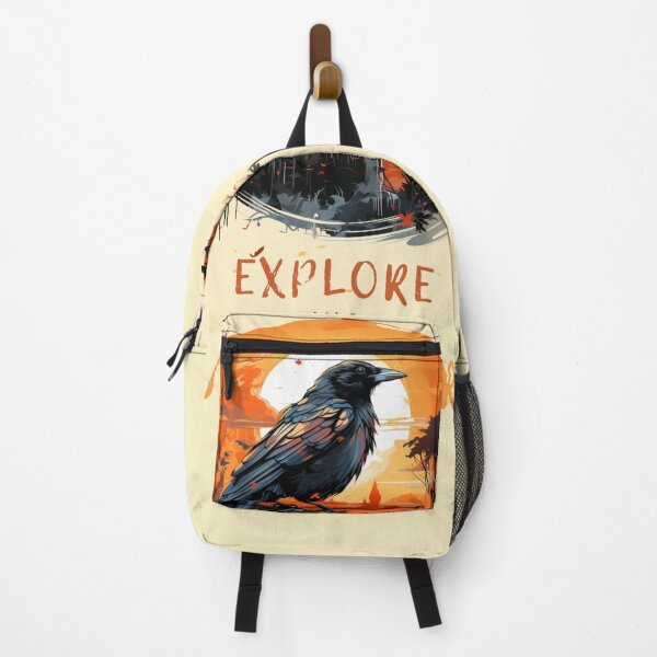 Item preview, Adventure Awaits: Vintage Black Crow & Amber Sunset T-Shirt Design designed and sold by anyBooks-Studio.