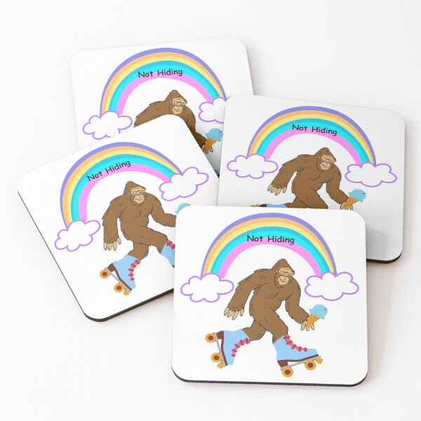 Item preview, Bigfoot not hiding, Bigfoot rainbow, roller skates sticker, t-shirt pick color print front or back designed and sold by BigfootFUN.