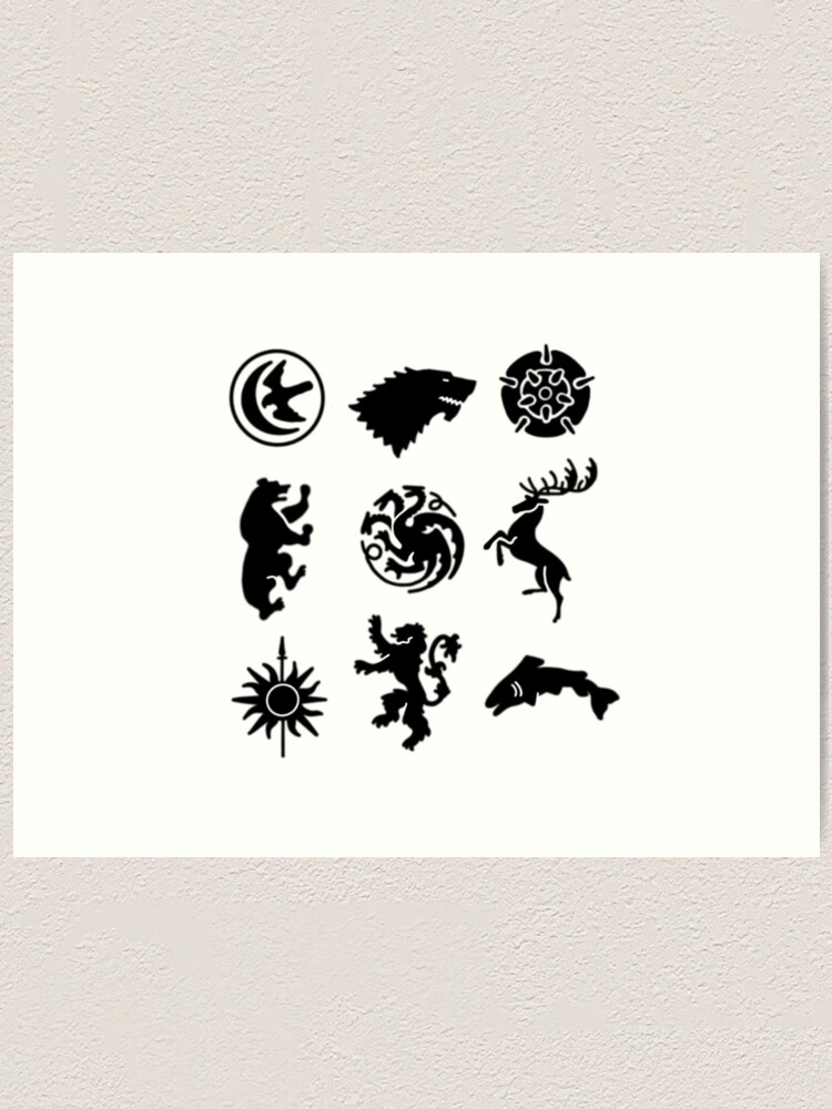 house-sigils-for-game-of-thrones-art-print-for-sale-by-rowlowcreations-redbubble