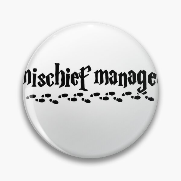 Item preview, Mischief Managed with footprints (black/white) designed and sold by RowLowCreations.