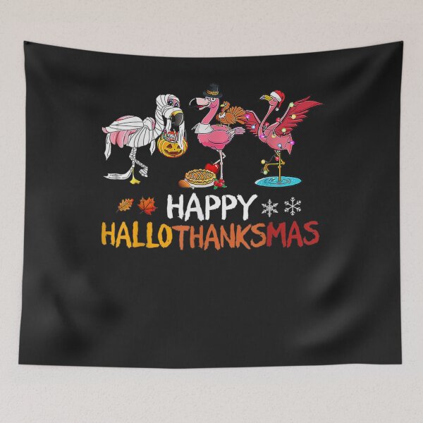 Item preview, Flamingo Happy HalloThanksmas Funny Halloween Thanksgiving designed and sold by William Parker.
