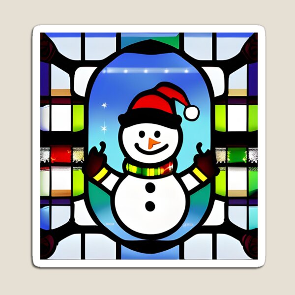 Artikelvorschau, Buntglas-Schneemann-Design entworfen und verkauft von Tinytrends.