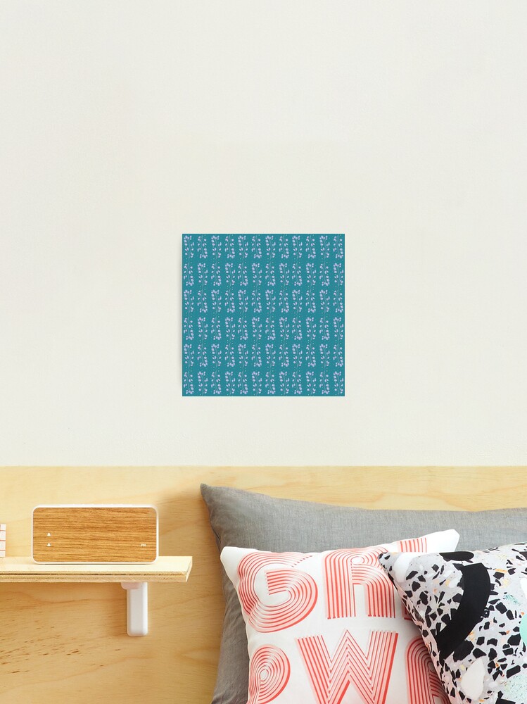 Thumbnail 1 of 3, Photographic Print, Minimalistic teal and purple floral pattern designed and sold by StructuralBlue.