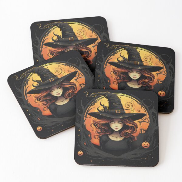 Item preview, Witch Over The Pumpkin Moon With Black and Pumpkin Wreath  designed and sold by DigitlEmporium.